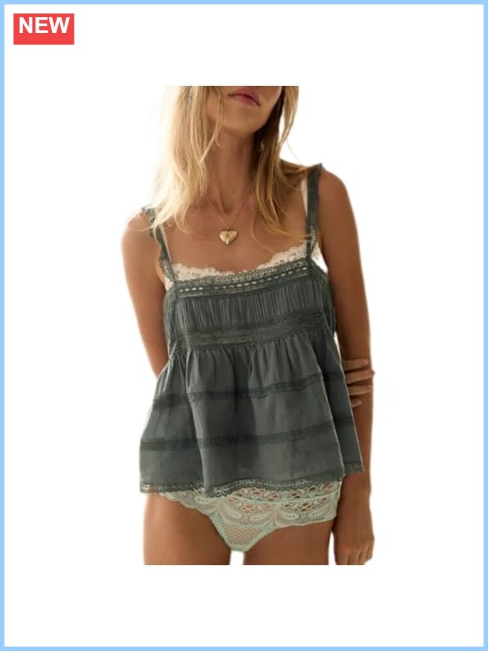 Sleeveless Lace Patchwork Ruffled Peplum Cami Tank Top Backless Babydoll